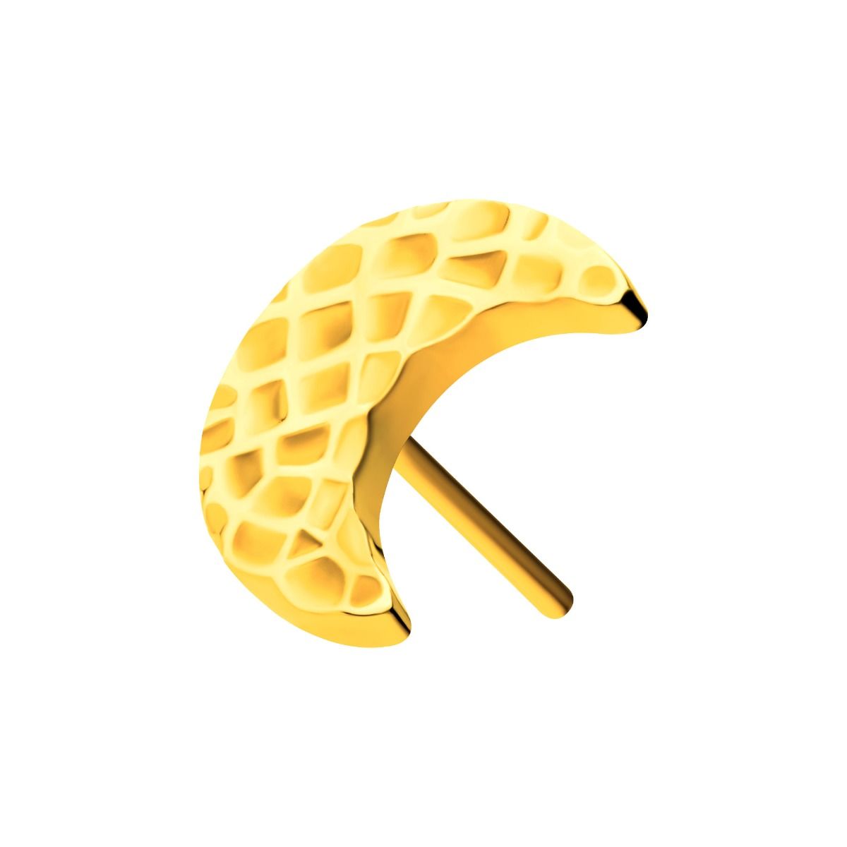 24Kt Gold PVD Titanium Threadless Hammered Crescent Moon Top tip24ktls59 -Rebel Bod-RebelBod