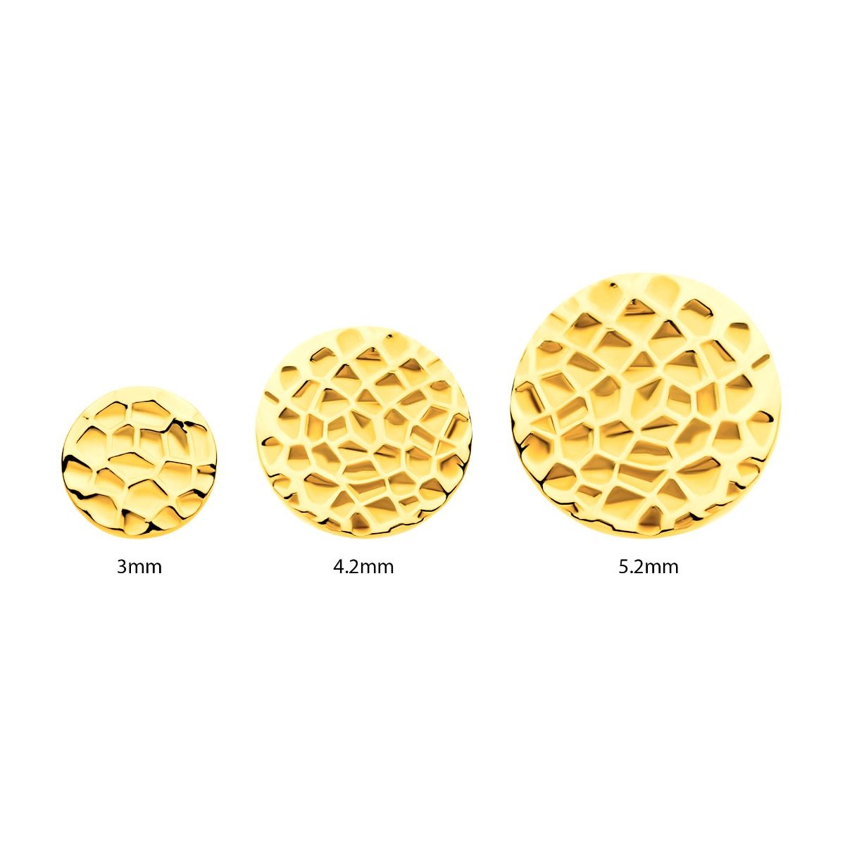 24Kt Gold PVD Titanium Threadless Hammered Disk Top tip24ktls51 -Rebel Bod-RebelBod