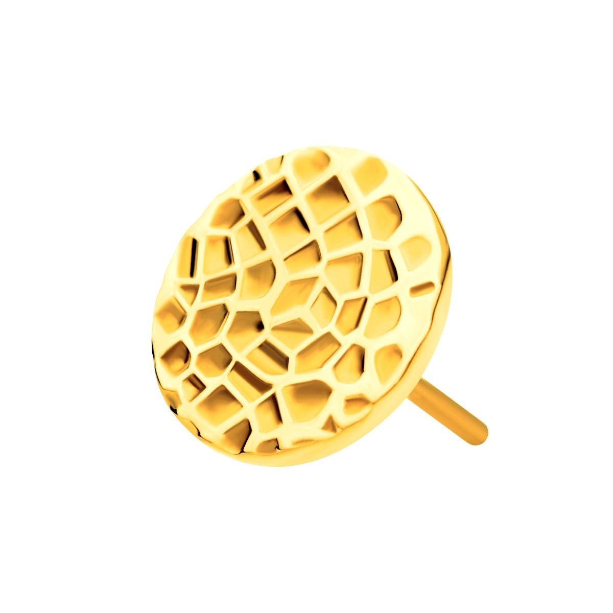 24Kt Gold PVD Titanium Threadless Hammered Disk Top tip24ktls51 -Rebel Bod-RebelBod