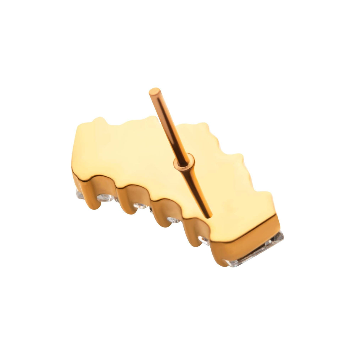 24Kt Gold PVD Titanium Threadless Prong Set Baguette CZ 5-Cluster Top tip24tls705 -Rebel Bod-RebelBod