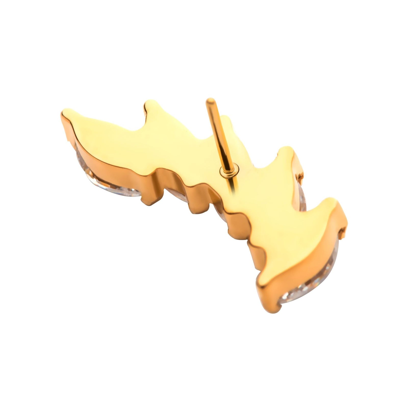 24Kt Gold PVD Titanium Threadless Prong Set Marquise 5 Gem Curved Fan Top tip24ktls800 -Rebel Bod-RebelBod