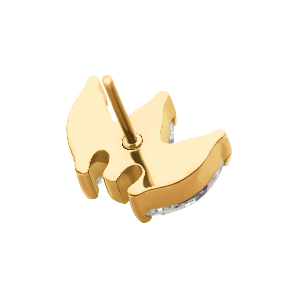 24Kt Gold PVD Titanium Threadless Prong Set Marquise CZ 3-Cluster Top tip24ktls37c -Rebel Bod-RebelBod