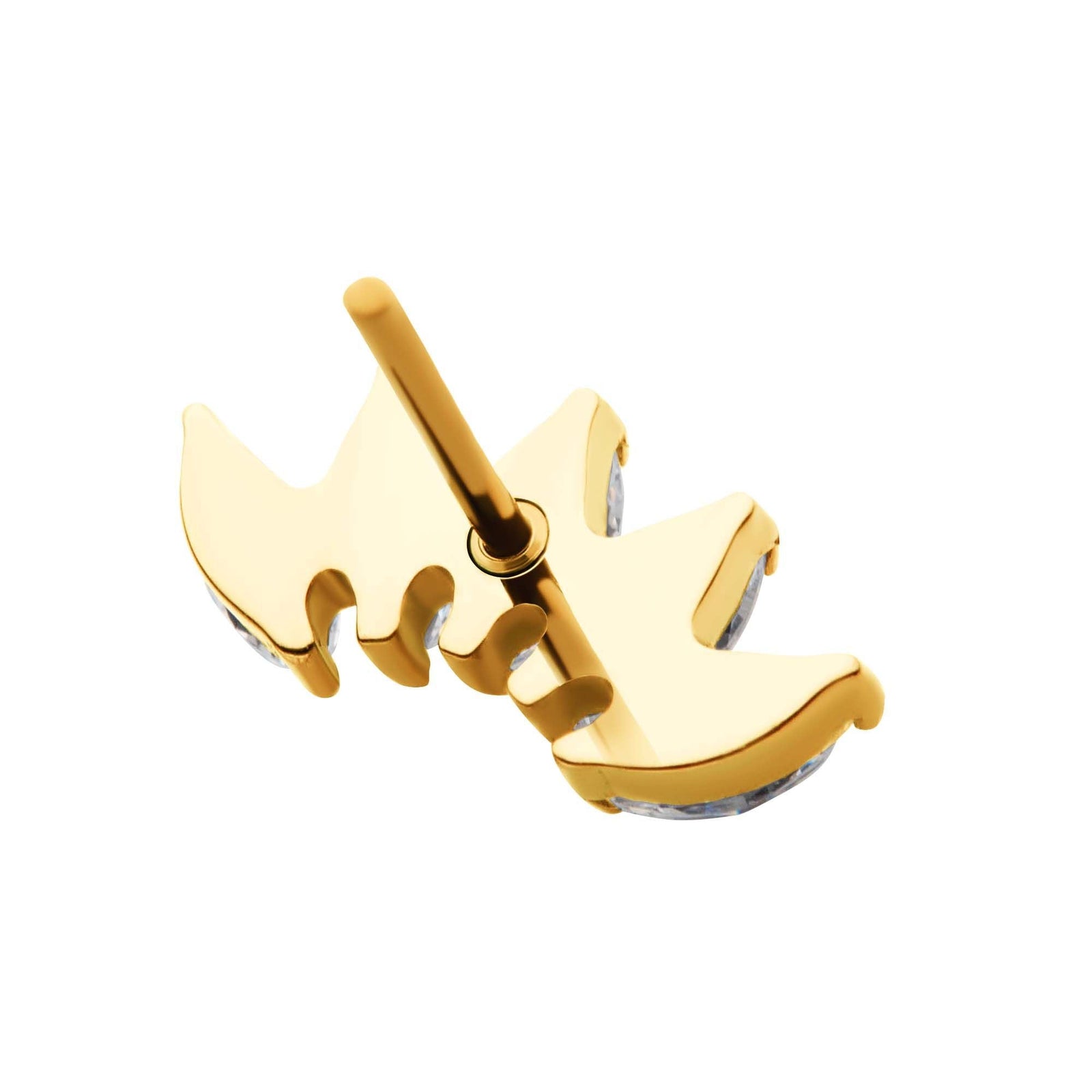 24Kt Gold PVD Titanium Threadless Prong Set Marquise CZ 5-Cluster Top tip24ktls375c -Rebel Bod-RebelBod
