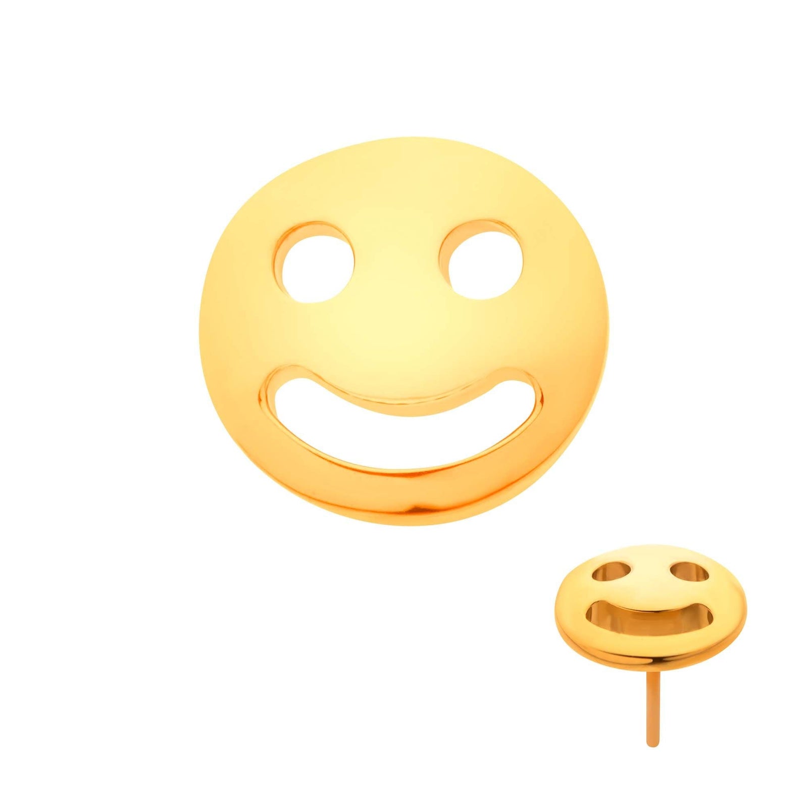 24Kt Gold PVD Titanium Threadless Smiley Face Emoji Top tip24ktls729 -Rebel Bod-RebelBod