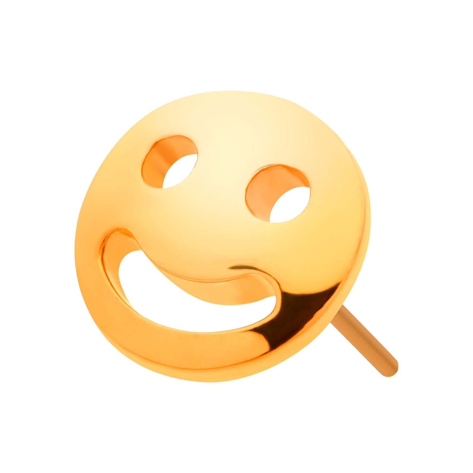 24Kt Gold PVD Titanium Threadless Smiley Face Emoji Top tip24ktls729 -Rebel Bod-RebelBod