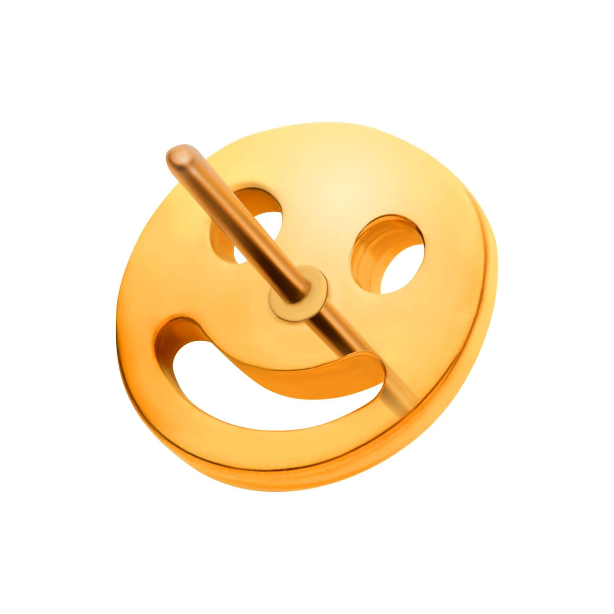 24Kt Gold PVD Titanium Threadless Smiley Face Emoji Top tip24ktls729 -Rebel Bod-RebelBod