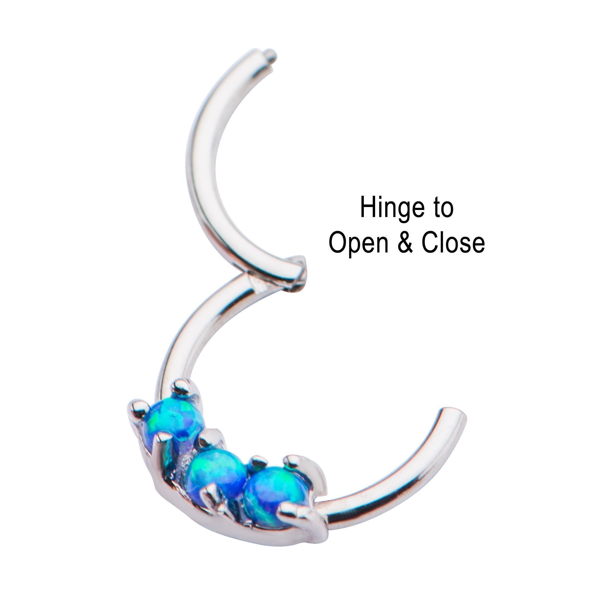 SEAMLESS CLICKER 3 Prong Set Synthetic Opal Clicker Hinged Segment Ring sbvsgrgem-opal -Rebel Bod-RebelBod