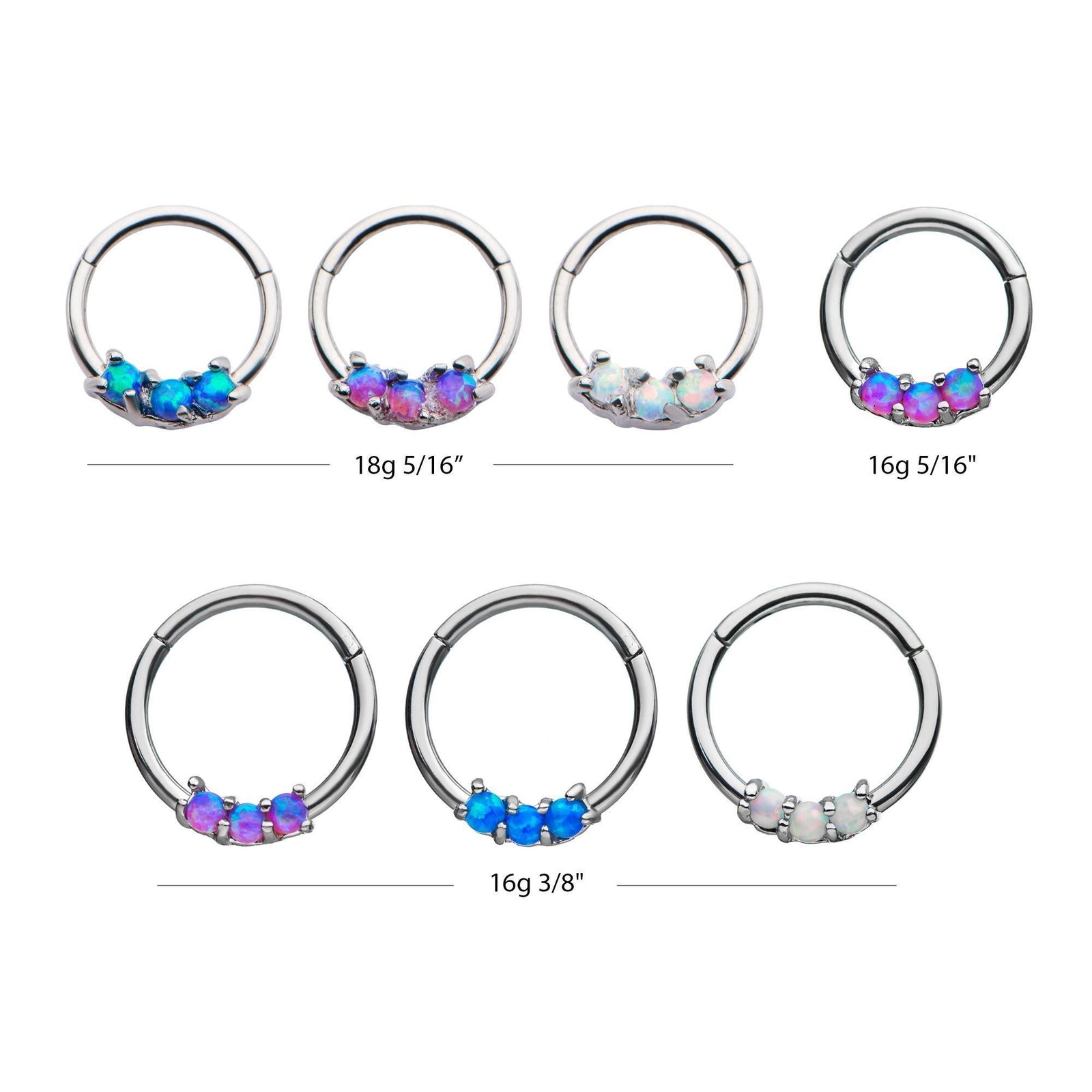 SEAMLESS CLICKER 3 Prong Set Synthetic Opal Clicker Hinged Segment Ring sbvsgrgem-opal -Rebel Bod-RebelBod