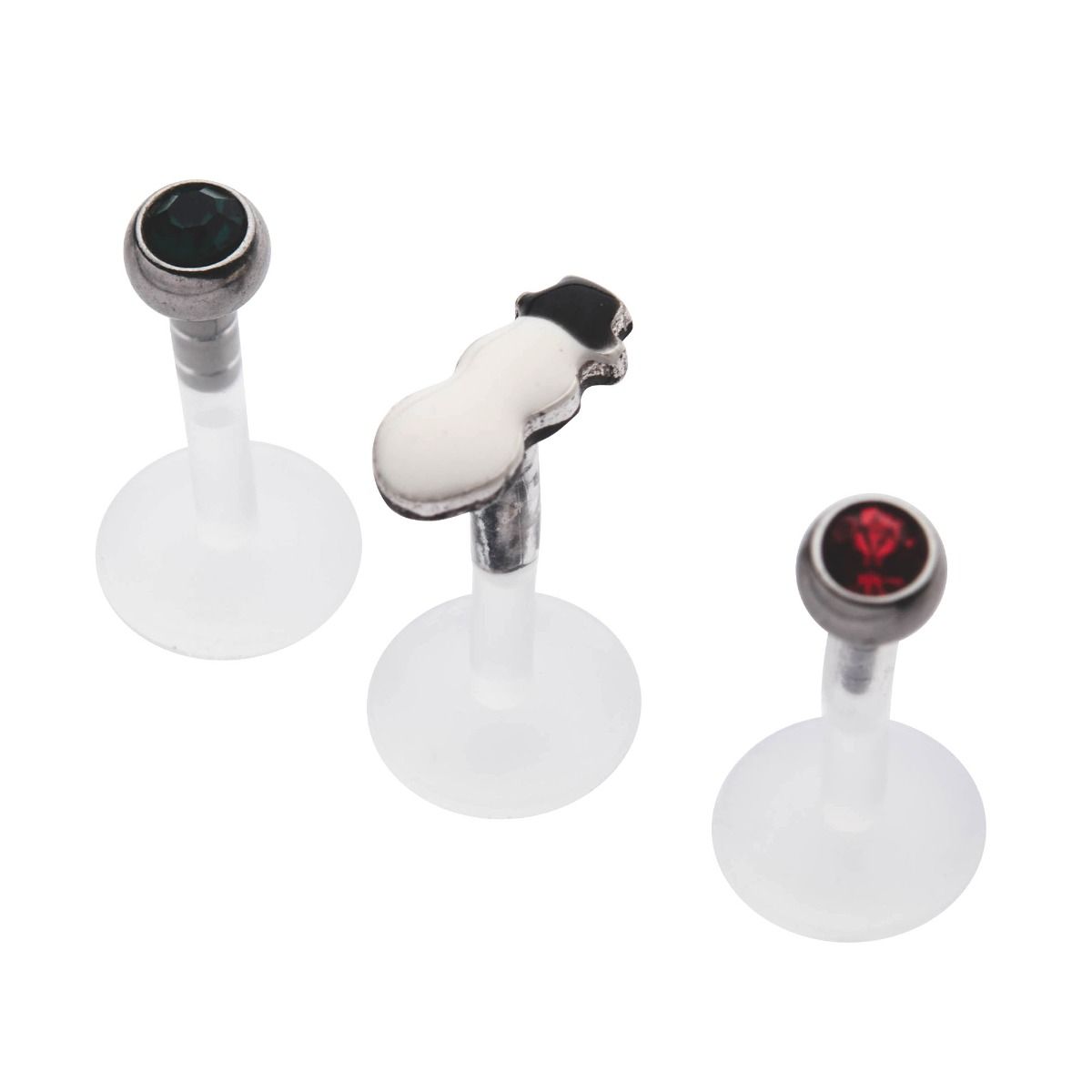 Labret Studs 3 To A Pack. 16G 5/16 Bio Labret Assorted Gems Snowman Top. -Rebel Bod-RebelBod