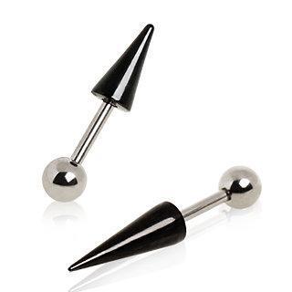 316L Cartilage Barbell Earring w/ Black PVD Plated Spike - 1 Piece