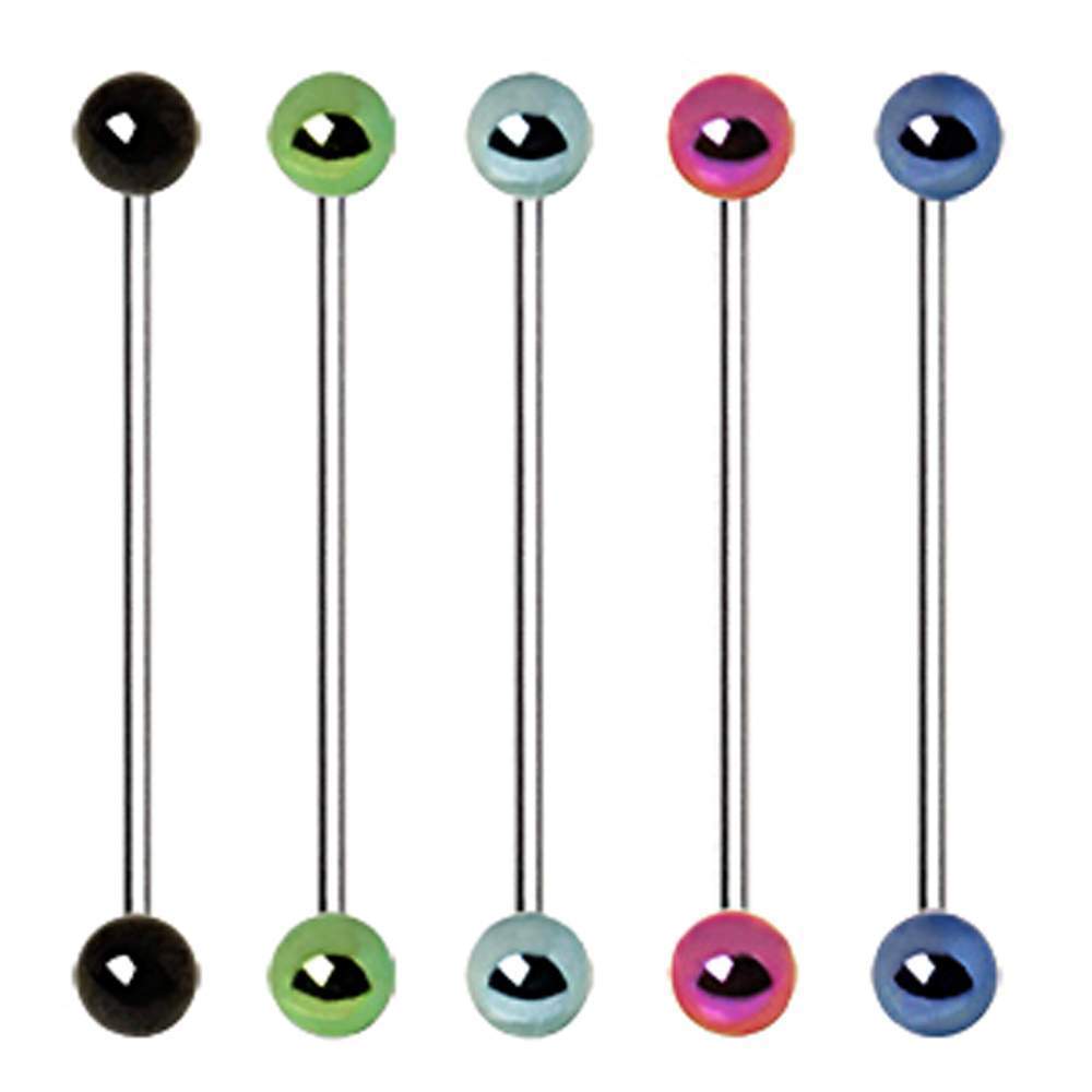 316L Industrial Barbell w/ PVD Plated Balls - 1 Piece
