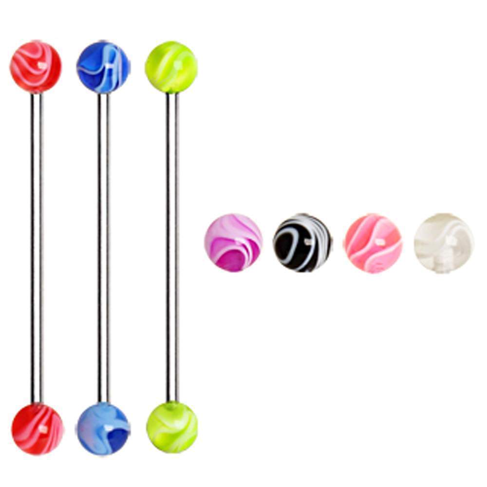 Industrial Barbell 316L Industrial Barbell with UV Acrylic Marble Balls - 1 Piece -Rebel Bod-RebelBod