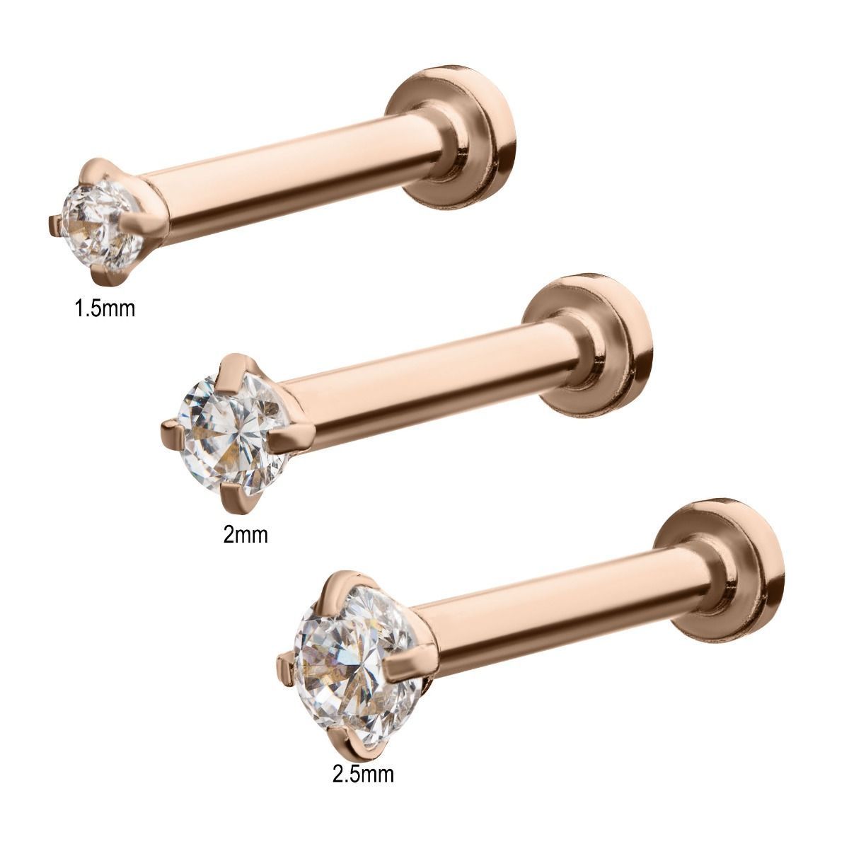 316L Internally Threaded Flat Back Labret Gem End