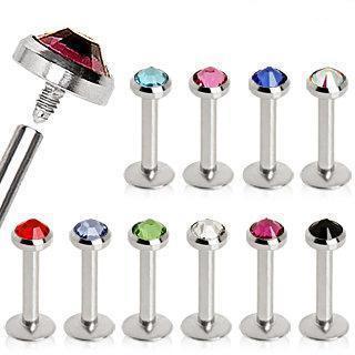 Labret Studs 316L Internally Threaded Flat CZ Top Labret -Rebel Bod-RebelBod