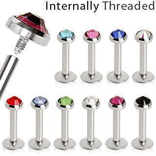 Labret Studs 316L Internally Threaded Flat CZ Top Labret -Rebel Bod-RebelBod