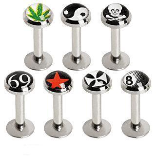 Labret Studs 316L Internally Threaded Flat Logo Top Labret -Rebel Bod-RebelBod