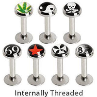 316L Internally Threaded Flat Logo Top Labret - Rebel Bod