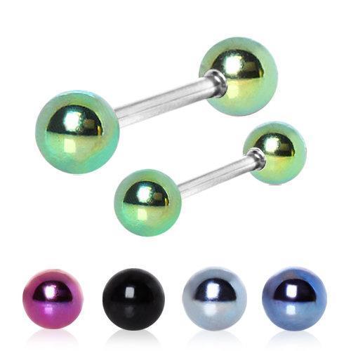 316L Nipple Bar w/ PVD Plated Balls - 1 Piece