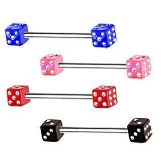 Nipple Barbell UV Acrylic CZ Dice - 1 Piece