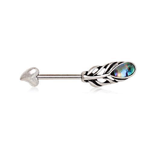Abalone Shell Feather Arrow Nipple Barbell - 1 Piece