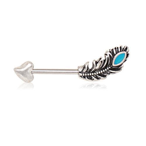 Aqua Feather Arrow Nipple Barbell - 1 Piece
