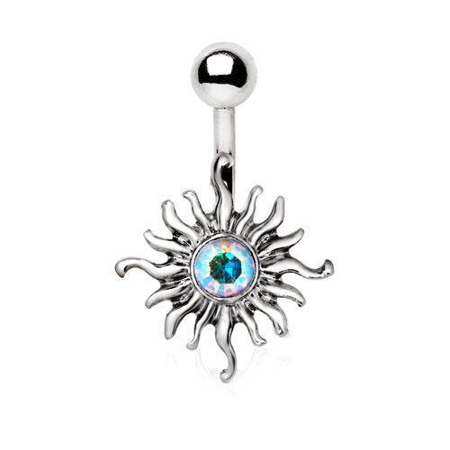 Aurora Borealis Tribal Sun Navel Ring