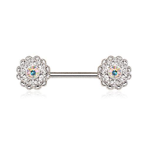 Aurora Flower Cluster Nipple Barbell - 1 Piece