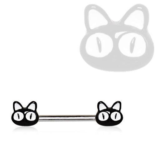 Black Alley Cat Nipple Barbell - 1 Piece