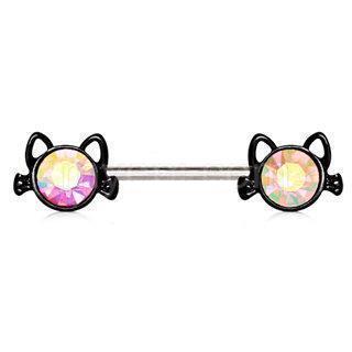 Black Cat Nipple Barbell - 1 Piece