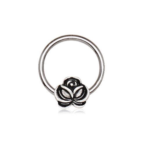 Captive Bead Ring Antique Plated Flower