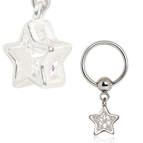 Captive CZ Star Dangle Captive Bead Ring Nipple Jewelry