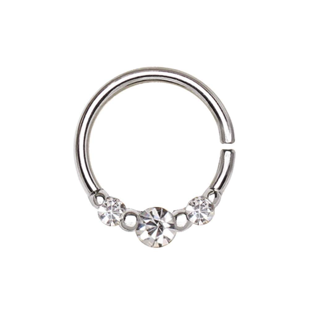 Clear CZ Trio Seamless Ring / Septum Ring Bendable Ring - 1 Piece
