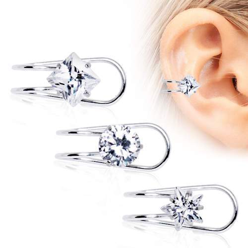 Clip-On Cartilage Earring Multi-Shaped CZ - 1 Piece