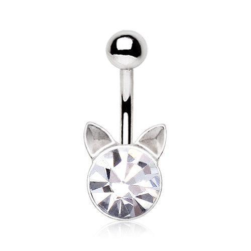 Crystal Cat Navel Ring