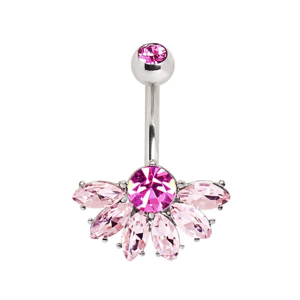 Deluxe Pink Jeweled Fan Navel Ring