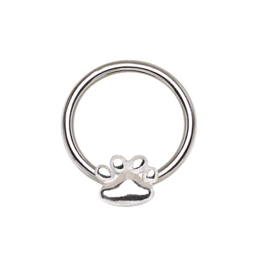 Dog Puppy Paw Snap-in Captive Bead Ring / Septum Ring