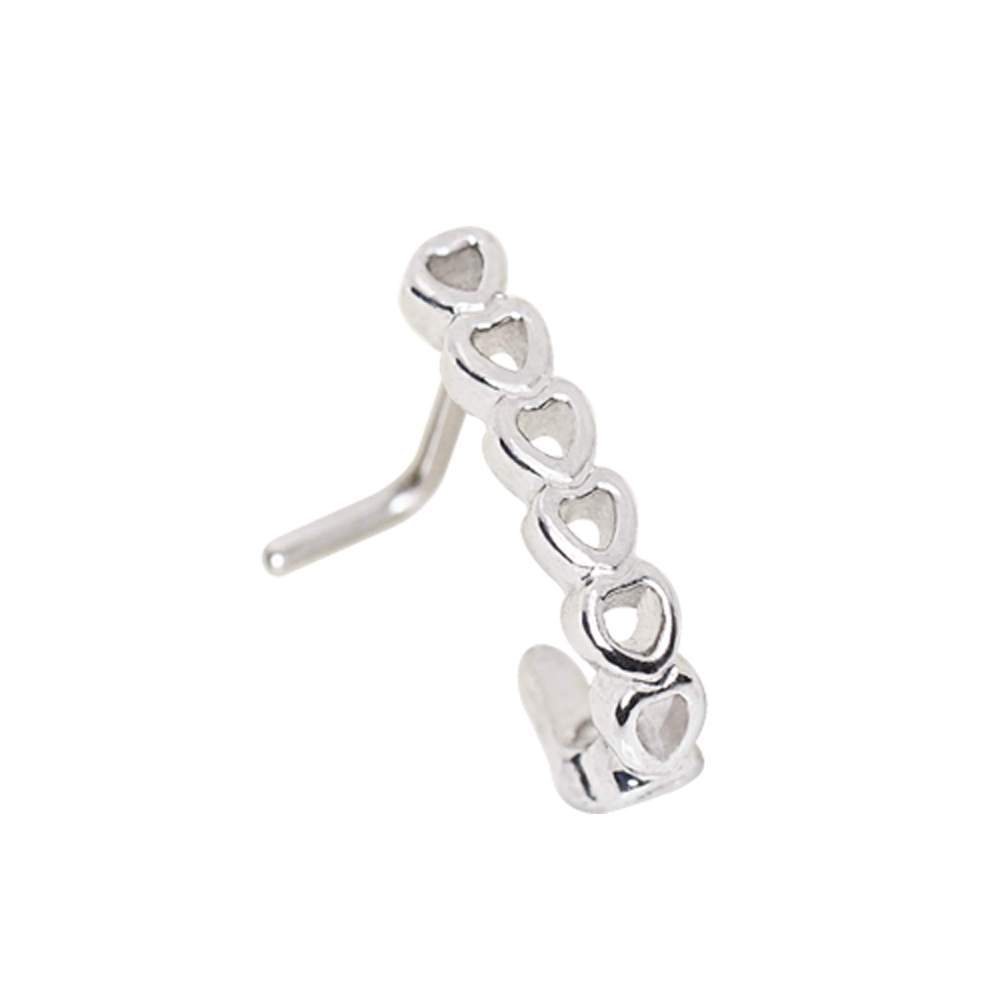 Nose Ring - Nose Curve 316L Stainless Steel Heart L-Bend Half Nose Ring -Rebel Bod-RebelBod