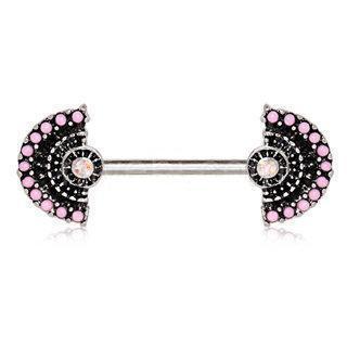 Jeweled Fan Nipple Barbell - 1 Piece