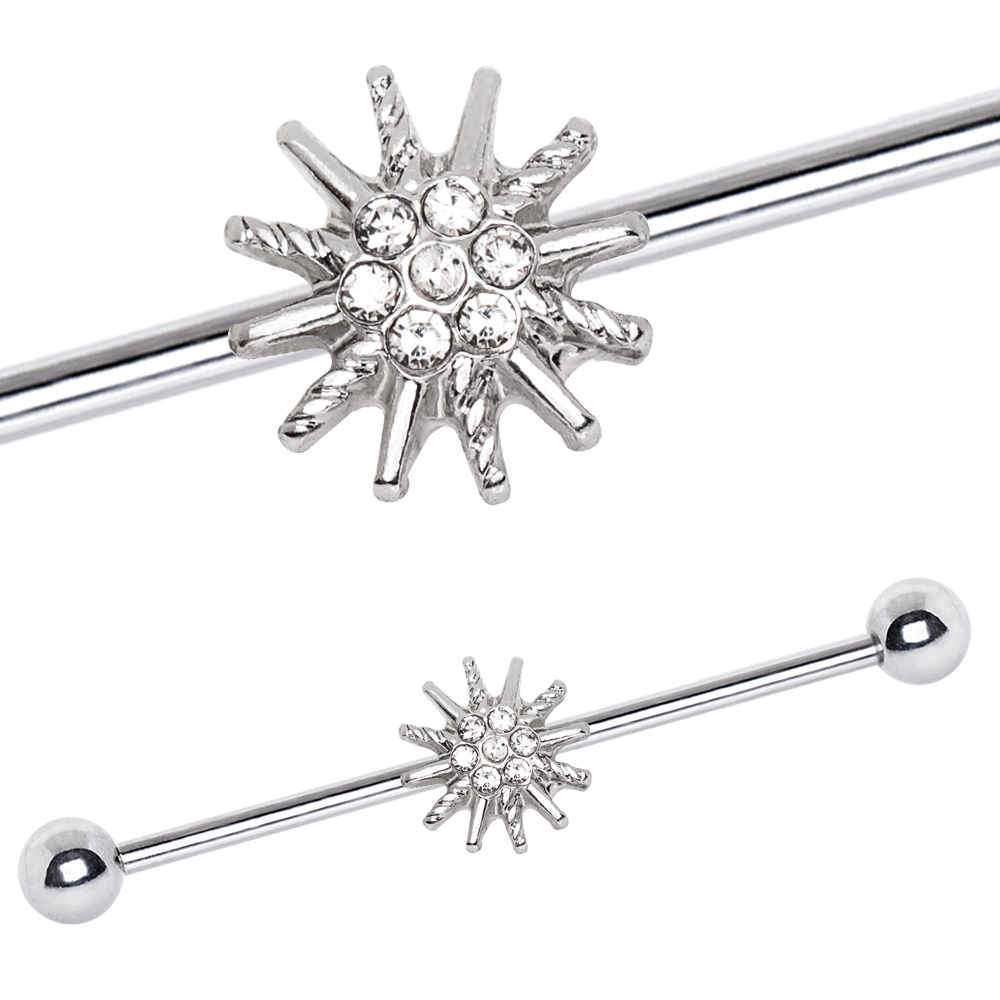 Jeweled Sparkling Star Industrial Barbell - 1 Piece