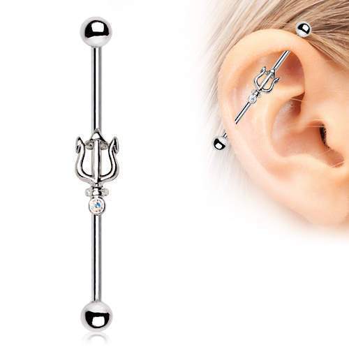 Jeweled Trident of Poseidon Industrial Barbell - 1 Piece