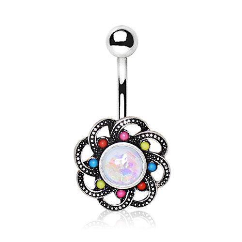Multi Beads Floral Navel Ring