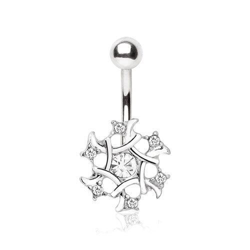 Multi-CZ Snowflake Navel Ring