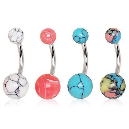 Navel Ring Synthetic Stone