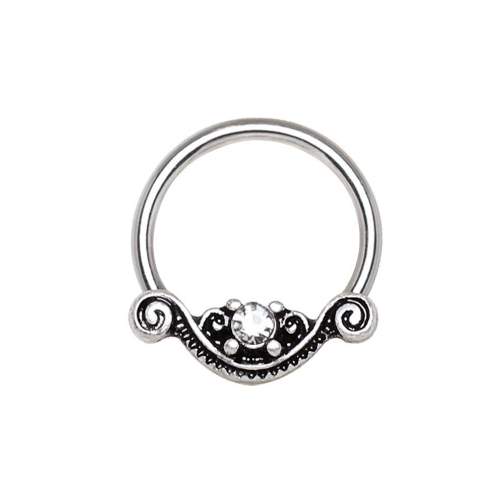 Ornate Snap-in Captive Bead Ring / Septum Ring