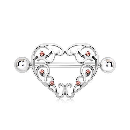 Ornate Pink Heart Nipple Shield Jewelry - 1 Piece