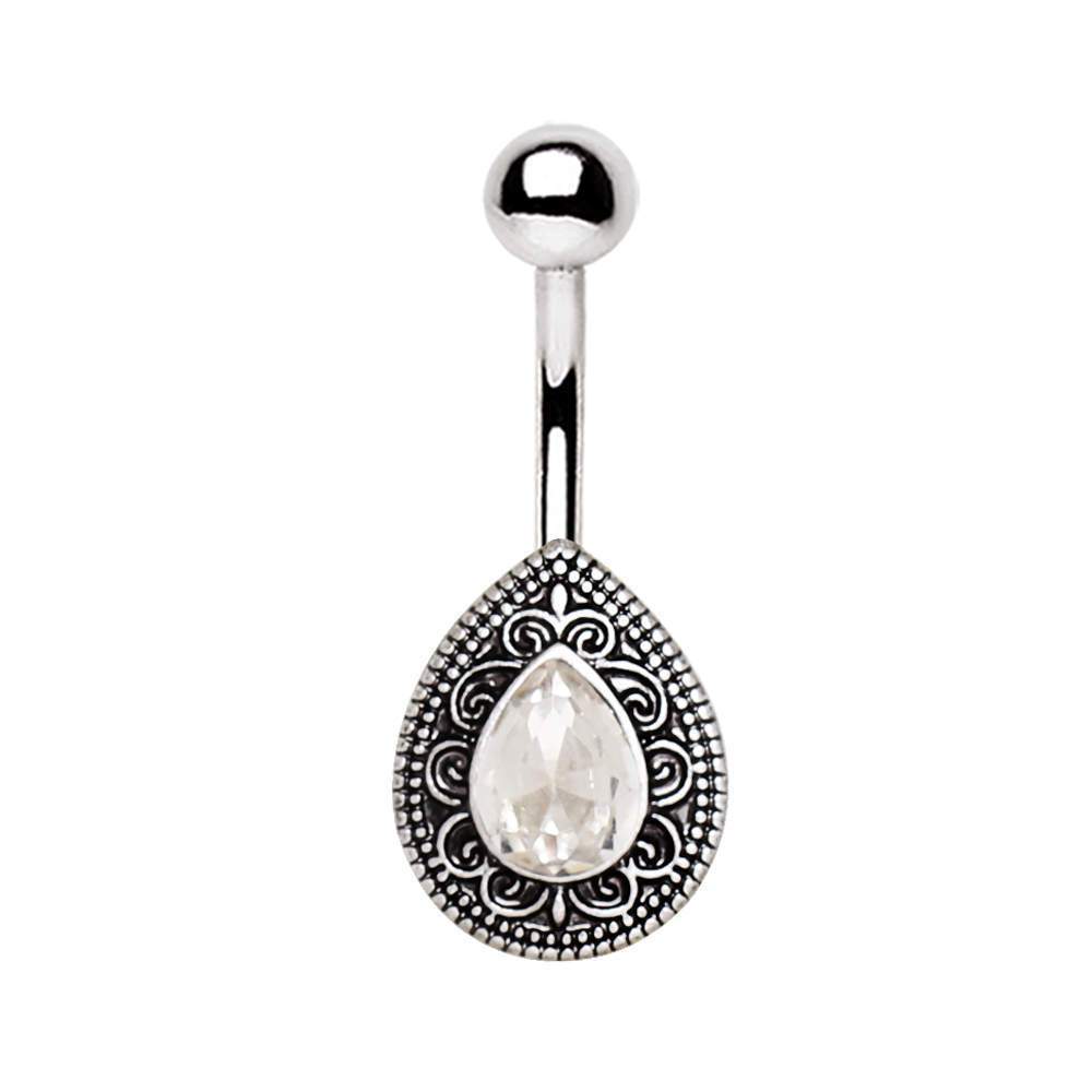 Ornate Teardrop Navel Ring