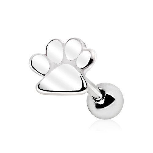 Puppy Paw Print Cartilage Barbell Earring - 1 Piece