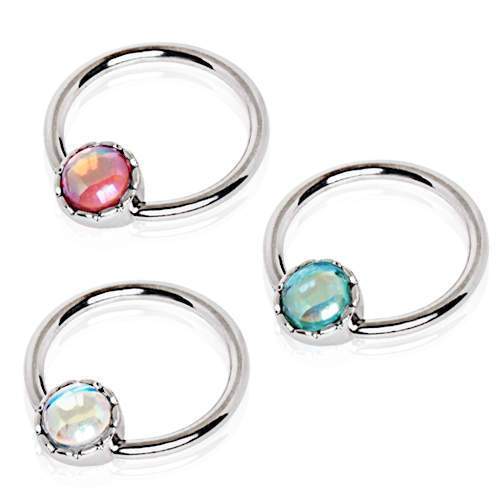 Rainbow Rhinestone Captive Bead Ring Nipple Jewelry - 1 Piece