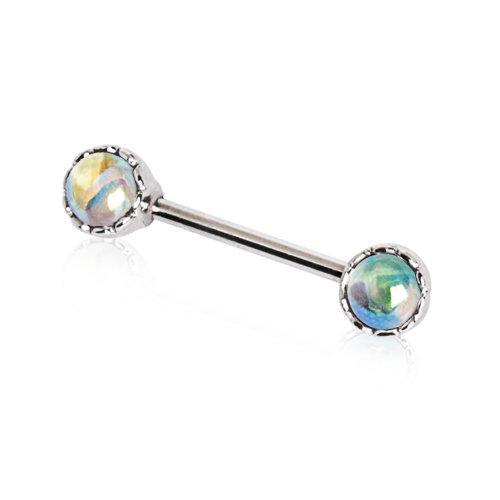Rainbow Rhinestone Nipple Barbell - 1 Piece