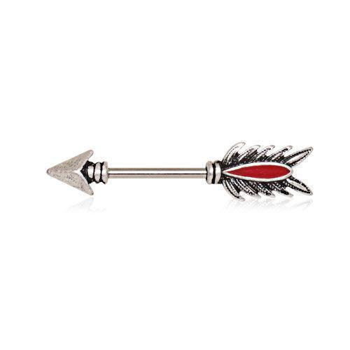 Nipple Barbell 316L Stainless Steel Red Feather Arrow Nipple Bar - 1 Piece -Rebel Bod-RebelBod